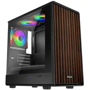 Evolveo Panthera, skříň mATX, 3X Argb ventilátor 120Mm, dřevěný přední panel  skleněná bočnice Panthera-Bk-3 8595683205856