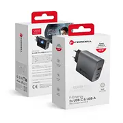 Forcell F-Energy Gan Vt-42B ładowarka sieciowa 2 x Typ C  Usb A Pd Qc4.0 4A 65W szara 284337 5903396231452 Gs-Zas-Frcl-0024
