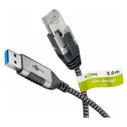 Goobay Ethernet-Adapterkabel Usb-A 3.2 Gen1  Rj-45 Black/Gray, 5 Meter 74397 4040849743979