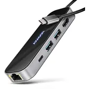 Hmc-6Gln Wieloportowy hub Usb 6In1, 5Gbps, 2Xusb-A, 1X Usb-C, Glan, Hdmi 4K/60Hz, Pd 100W, 20Cm Usb-C kabel  8595247908674 Nuaxnus8Phm6Gln