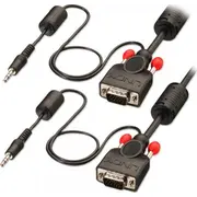 Kabelis Lindy D-Sub Vga -  3.5Mm Jack 10M Black 37303 4002888373036