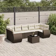 vidaXL 8 daļu dārza atpūtas mēbeļu komplekts ar spilveniem, brown  3221142 8721012934948
