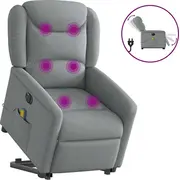 vidaXL Elektriska masāžas krēsls ar pacelšanas funkciju, izvelkams, light grey  3303224 8721102962066