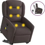 vidaXL Pacelams masāžas krēsls, izvelkams, dark brown, audums  3303209 8721102961915