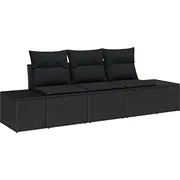 vidaXL 3 daļu dārza dīvānu komplekts ar spilveniem Black polirattans  3346923 8721158965097