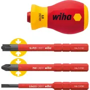 Wiha Skrūvgriezis ar uzgaļu turētāju komplekts Softfinish electric slimVario, 4 daļas Red/Yellow, īss slimBits  41230 4010995412302