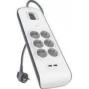 6 kontaktu strāvas aizsardzības sloksne ar 2,4 Amp Usb uzlādi  Bsv604Vf2M-V2 0745883899463