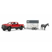 Bruder Ram 2500 Power Wagon mit Pferdeanhänger Rot/Weiß, und Pferd  02501 4001702025014