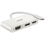 D-Link Usb Adapter, Usb-C Stecker  Vga Hdmi Displayport Buchse Weiß Dub-V310 0790069450457