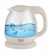 Tējkanna Adler  Kettle Ad 1283C Electric, 900 W, 1 L, Glass/Stainless steel, 360 rotational base, Cream 5902934833394