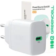 Uzlādes ierīce Green cell  Lādētājs Greencell Powersource Solo30 30W White Charb-Gc-30C-W 5904326375925