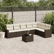 vidaXL 8 daļu dārza atpūtas mēbeļu komplekts ar spilveniem, brown  3251400 8721102303753