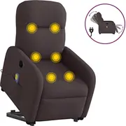 vidaXL elektriska masāžas krēsls ar pacelšanas funkciju, izvelkams, dark brown  3303007 8721102959899