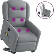 vidaXL paceļams masāžas krēsls, izvelkams, Light Grey, audums  3303204 8721102961861