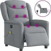 vidaXL elektriska masāžas krēsls, izvelkams, Light Grey, audums  3303184 8721102961663