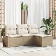 4 daļu dārza dīvānu komplekts vidaXL ar spilveniem beige poliratans  3355000 8721288352712