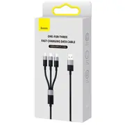 Baseus universāls kabelis Starspeed 3 vienā ātrai uzlādei un datu pārraidei Usb uz Micro  Lightning Type-C 3.5A 1.2M, Black Caxs000001 6932172622268