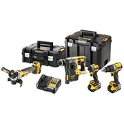 Dewalt Dck429P3T-Qw Komplekts urbjmašīna-skrūvgriezis Dcd805  slīpmašīna Dcg405 perforators Dch273 skrūvgriezis Dcf850, 18 V Black, Yellow 5035048840184 Nakdewzes0037
