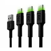 Lādēšanas ierīces un kabeļi Green cell  Cell Usb Male - Type-C x 3 2M Led Backlight Kabgcset03 5907813961380