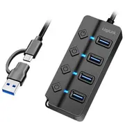 Logilink Usb 3.2 Gen1 centrmezgls ar 4 portiem un ieslēgšanas/izslēgšanas slēdzi Black  Ua0419 4052792073546 158526