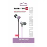 Swissten Superbass Earbuds Metal Ys900 Stereo Austiņas ar mikrofonu 3,5Mm / 1.2M Violetas  Ys900-Pu 8595217444232