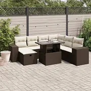 vidaXL 8 daļu dārza atpūtas mēbeļu komplekts ar spilveniem, brown  3275323 8721102542374