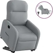 vidaXL Elektriska masāžas krēsls ar pacelšanas funkciju, izvelkams, light grey  3302992 8721102959745