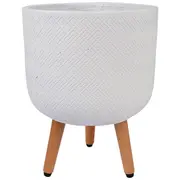 Puķu pods Selena D30Xh39,5Cm ar koka kājām, balts 4741243891951