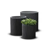 Keter Puķu podu komplekts Cylinder Planters SML pelēks 29197934939