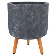 Puķu pods Eden ar koka kājām, tumši pelēks D32Xh26Cm 4741243891869