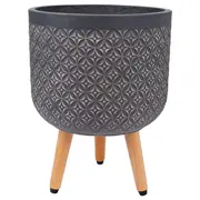 Puķu pods Pao D30Xh39.5Cm ar koka kājām, tumši pelēks 4741243891890