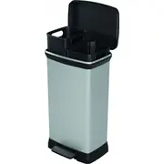 Curver Pedāļspainis atkritumu šķirošanai metalizēts Duo Deco Bin 2323L sudraba 0808680582