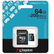 Kingston 64Gb Uhs-I microSD Memory Card with Sd Adapter Class 10, U3, V30 Sdcg4/64Gb