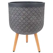 Puķu pods ar koka kājām, tumši pelēks D37Xh52Cm 4741243891883