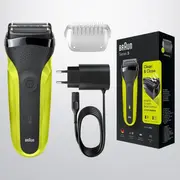 Braun Shaver 300S Operating time Max 30 min, Black/Green Green