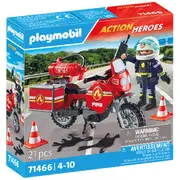 Playmobil Action Heroes Ugunsdzēsēju motocikls un naftas noplūdes incidents 71466 71466P