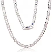 Sudraba ķēdīte Kartjē 4 mm ,Dimantu apstrādājums 2400140, Sudrabs 925, garums 55 cm, 12 gr 2400140