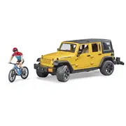 Bruder Jeep Wrangler Rubicon džipa modelis ar velosipēdistu 02543