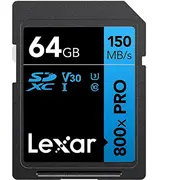 Lexar 64Gb Professional 800X Pro Memory Card Sdxc Uhs-I Black/Blue Lsd0800P064G-Bnnng