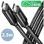 Axagon Usb-C to cable 2.5M. 240W, Black Bucm2-Cm25Ab