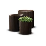 Keter Puķu podu komplekts Cylinder Planters SML brūns 29197934590