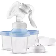 Philips Avent Lotus manuālais krūts piena sūknis ar trauciņiem piena/ēdiena uzglabāšanai 3 g Scf430/13