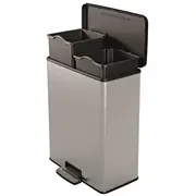 Curver Pedāļspainis atkritumu šķirošanai metalizēts Duo Deco Bin 2626L sudraba 0801129C70