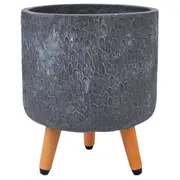 Puķu pods Eden D27Xh22Cm ar koka kājām, tumši pelēks 4741243891876
