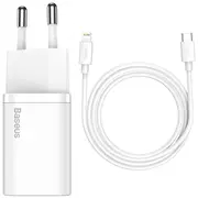 Baseus Tzccsup-B02 tīkla lādētājs Usb-C / 20W 3A  - Lightning datu un uzlādes vads balts 6953156230064 Tzccsup B02 66710-Uniw iekārtas