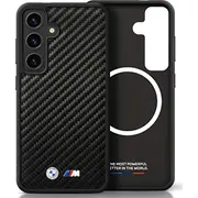 Bmw Leather Carbon Magsafe Aizsargapvalks Priekš Samsung Galaxy S25  Bmhms25S24Pucilk Bmw000995-0 maciņš apvalks mobilajam telefonam