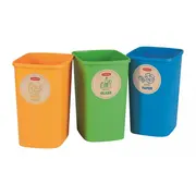 Curver Atkritumu spainu bez vaka komplekts Deco Flip Bin 3X10L zils/zals/dzeltens 0802173999  3253922173230 249841 Ke02173-999-04 atkritumu tvertne