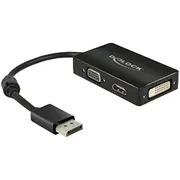 Delock Adapter Displayport - Vga/Hdmi/Dvi-D Black  62656 kabelis video audio