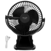 Adler Rechargeable Clip-On Desk Fan  Ad 7342 Table Black Diameter 15.5 cm Number of speeds 3 Oscillation 5 W 5905575908988 7342B black Klimata iekārta