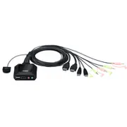 Aten 2-Port Usb 4K Hdmi Cable Kvm Switch with Remote Port Selector Cs22H-At  Cs22H At datortīklu aksesuārs